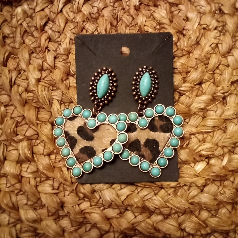 Heart shaped Leopard print earrings